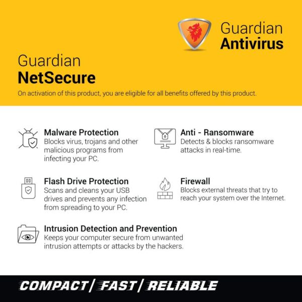 Netsecure 1 User, 1 Year, Guardian NetSecure Antivirus, Digital Delivery